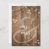 Invitation Dîner de répétition en bois rustique, flocons de n (Dos)
