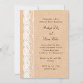 Invitation Dîner de répétition en burlap léger et en dentelle (Devant)