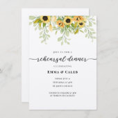 Invitation Dîner de répétition en cascade de tournesol d'aqua (Devant / Derrière)