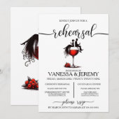 Invitation Dîner de répétition en couple de vin rouge Invitat (Devant / Derrière)