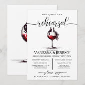 Invitation Dîner de répétition en couple de vin rouge Invitat (Devant / Derrière)