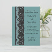 Invitation Dîner de répétition en dentelle turquoise (Debout devant)