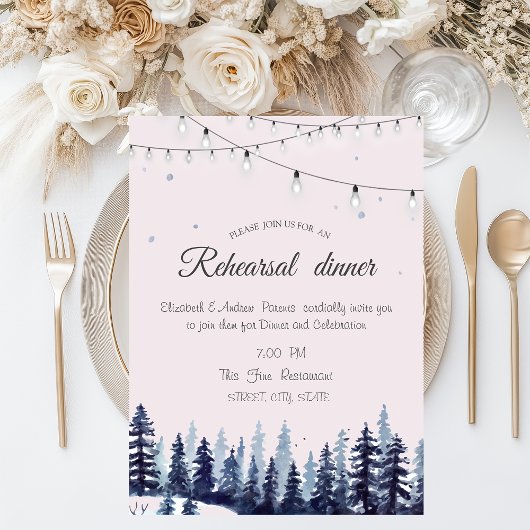 Invitation Dîner de répétition en forêt, bois, pins