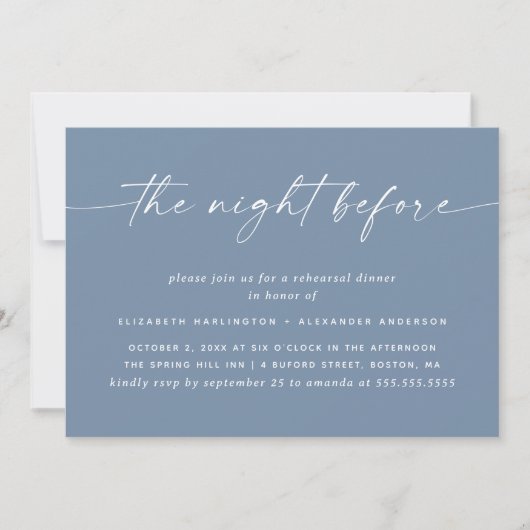 Invitation Dîner De Répétition En Gris Bleu Dusty. Mariage na (Devant)