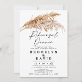 Invitation Dîner de répétition en herbe Boho Pampas moderne (Devant)