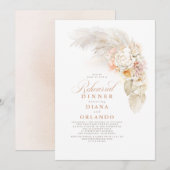 Invitation Dîner de répétition en herbe de Pampas et Fleurs l (Devant / Derrière)