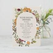 Invitation Dîner de répétition en ivoire vert botanique rusti (Debout devant)