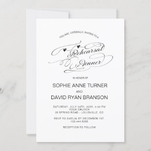 Invitation Dîner de répétition en noir et blanc