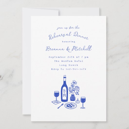 Invitation Dîner de répétition en noir noir blanc (Devant)