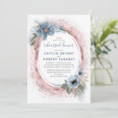 Invitation Dîner de répétition en or bleu et Rose (Debout devant)