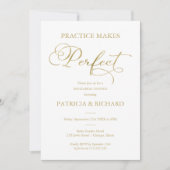 Invitation Dîner de répétition en papier d'or Practice Makes (Devant)