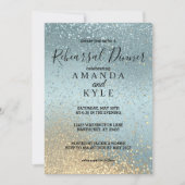 Invitation Dîner de répétition en Parties scintillant bleue e (Devant)