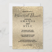 Invitation Dîner de répétition en Parties scintillant or et o (Devant)