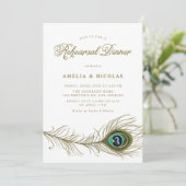 Invitation Dîner de répétition en plume de paon de Whimsical (Debout devant)