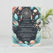 Invitation Dîner de répétition en verre de mer sur le sable d (Debout devant)