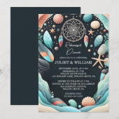 Invitation Dîner de répétition en verre de mer sur le sable d (Devant / Derrière)