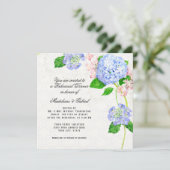 Invitation Dîner de répétition Été Bleu Hydrangée Aquarelle (Debout devant)