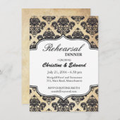 Invitation Dîner de répétition Étiquette Vinvtage Damask Mari (Devant / Derrière)