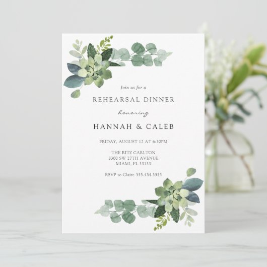 Invitation Dîner de répétition Eucalyptus (Debout devant)