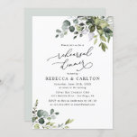 Invitation Dîner de répétition Eucalyptus Élégant<br><div class="desc">Cette élégante collection Boho Greenery présente des feuilles d'aquarelle mélangés,  jumelés à un serif élégant et délicat sans police en noir,  avec un monogramme sur le dos. Éléments correspondants disponibles.</div>