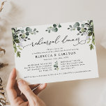 Invitation Dîner de répétition Eucalyptus Élégant<br><div class="desc">Cette élégante collection Boho Greenery présente des feuilles d'aquarelle mélangés,  jumelés à un serif élégant et délicat sans police en noir,  avec un monogramme sur le dos. Éléments correspondants disponibles.</div>