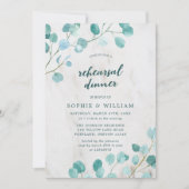 Invitation Dîner de répétition Eucalyptus et Marbre (Devant)