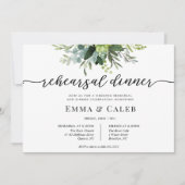 Invitation Dîner de répétition Eucalyptus Green Calligraphy (Devant)