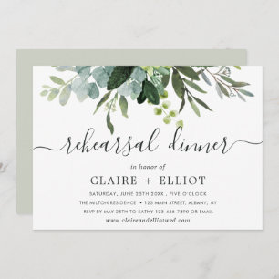 Invitation Dîner de répétition Eucalyptus Green Foliing
