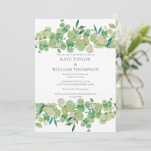 Invitation Dîner de répétition Eucalyptus moderne (Debout devant)