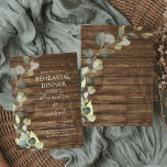 Invitation Dîner de répétition Eucalyptus Verdure Bois rustiq<br><div class="desc">Eucalyptus Verdure Aquarelle botanique Succulente Printemps Répétition de mariage Invitations sur Rustic Wood Country arrière - plan extérieur - comprend belle et élégante typographie script avec feuilles botaniques modernes et verdure pour la célébration spéciale de mariage.</div>