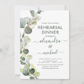 Invitation Dîner de répétition Eucalyptus Vert Élégant (Devant)
