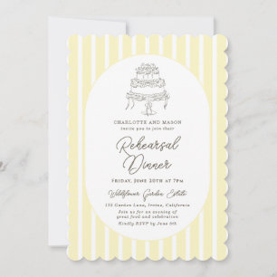 Invitation Dîner de répétition fantaisiste rayé jaune doux