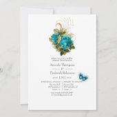 Invitation Dîner de répétition Fantasy Turquoise et Or (Devant)