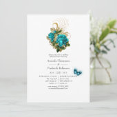 Invitation Dîner de répétition Fantasy Turquoise et Or (Debout devant)