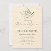 Invitation Dîner de répétition Feuillage vert Feuillet beige (Devant)