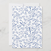 Invitation Dîner de répétition feuille bleu indigo moderne (Dos)