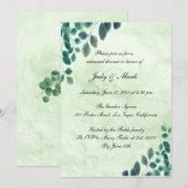 Invitation Dîner de répétition Feuille de l'Eucalyptus aquare (Devant / Derrière)