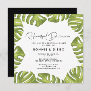 Invitation Dîner de répétition feuille de palme tropicale