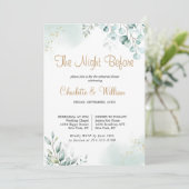 Invitation Dîner de répétition Feuille Gold Eucalyptus (Debout devant)