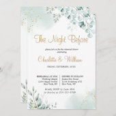 Invitation Dîner de répétition Feuille Gold Eucalyptus (Devant / Derrière)