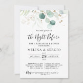 Invitation Dîner de répétition Feuille Gold Green (Devant)