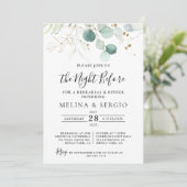 Invitation Dîner de répétition Feuille Gold Green (Debout devant)