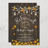 Invitation Dîner de répétition Feuille Rustic Wood Lights (Devant / Derrière)