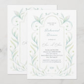 Invitation Dîner de répétition Feuille verte (Devant / Derrière)