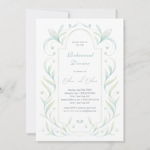 Invitation Dîner de répétition Feuille verte