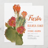 Invitation Dîner de répétition Fiesta Cactus aquarelle floral (Devant / Derrière)