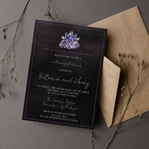 Invitation Dîner de répétition Fleur foncée Noir Humeur viole