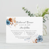 Invitation Dîner de répétition Fleur sauvage bleu et orange (Debout devant)