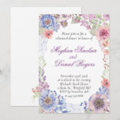 Invitation Dîner de répétition Fleur sauvage bleu, rose et vi (Devant / Derrière)