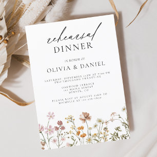Invitation Dîner de répétition Fleur sauvage Boho
